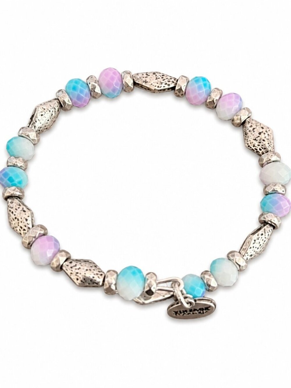 Alex & Ani Pastel Crystal Beaded Bracelet – Silver Tone • Stackable • Adjustable